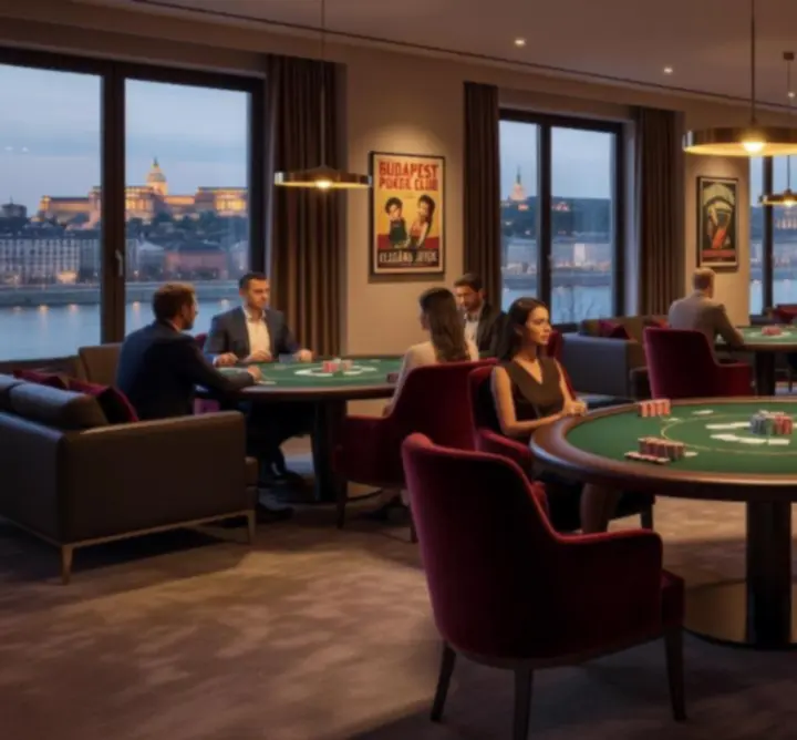 Modern, hangulatos pókerterem a Cool Air Install Hubban elegáns megvilágítással.