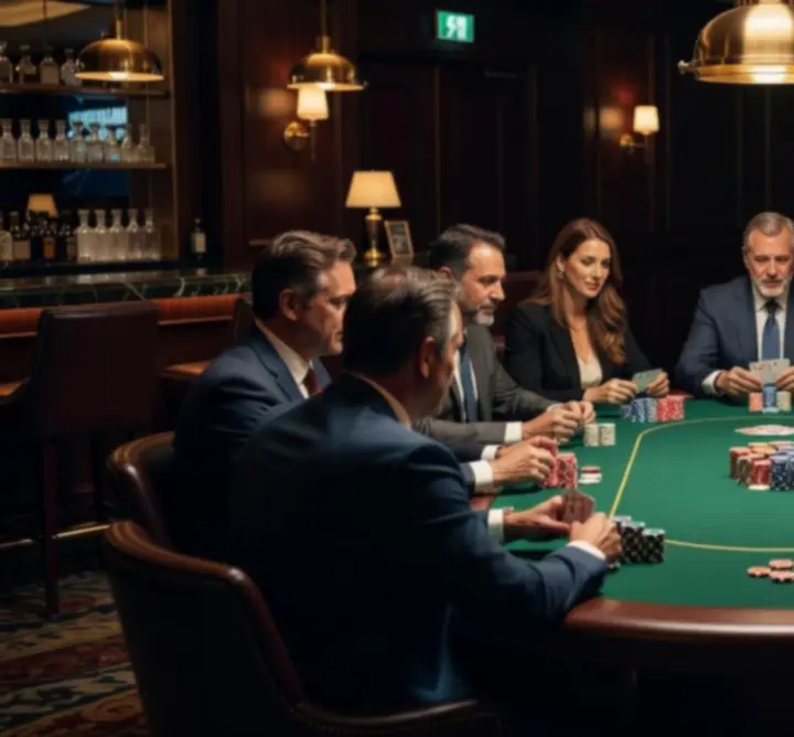 Pókerasztal versenyre előkészítve a Cool Air Install Hub póker lounge-ban.