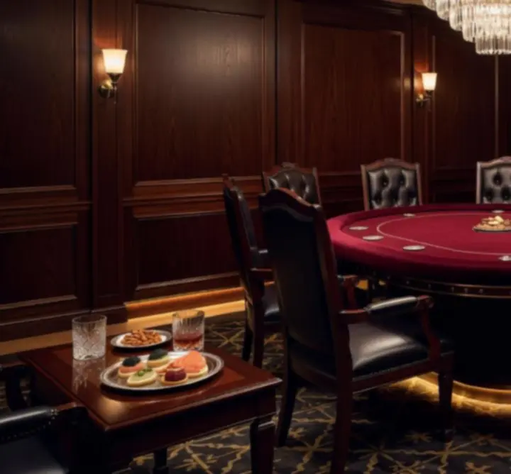 VIP privát pókerasztal elegáns megvilágítással és prémium környezettel a Cool Air Install Hubban.